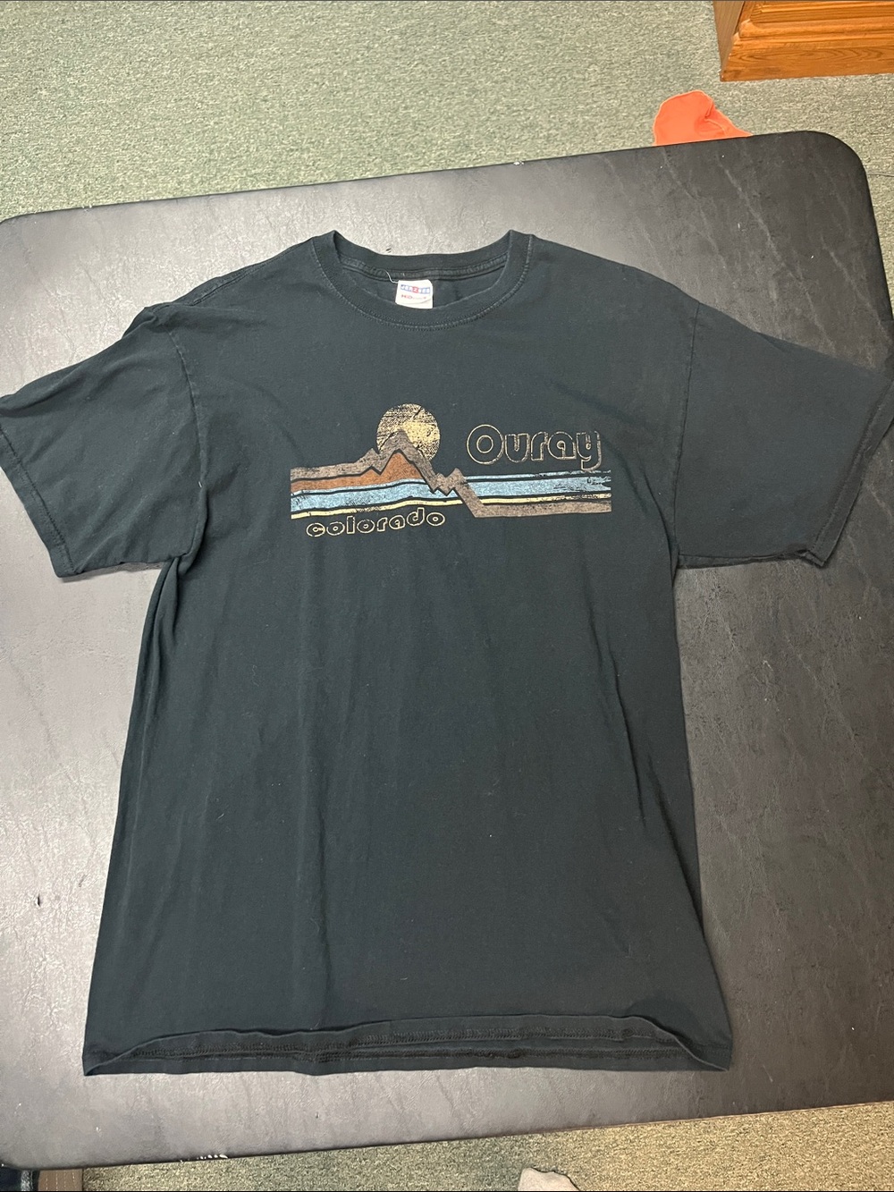 Oura Black Short-Sleeve Tee with Retro Mountain Graphic